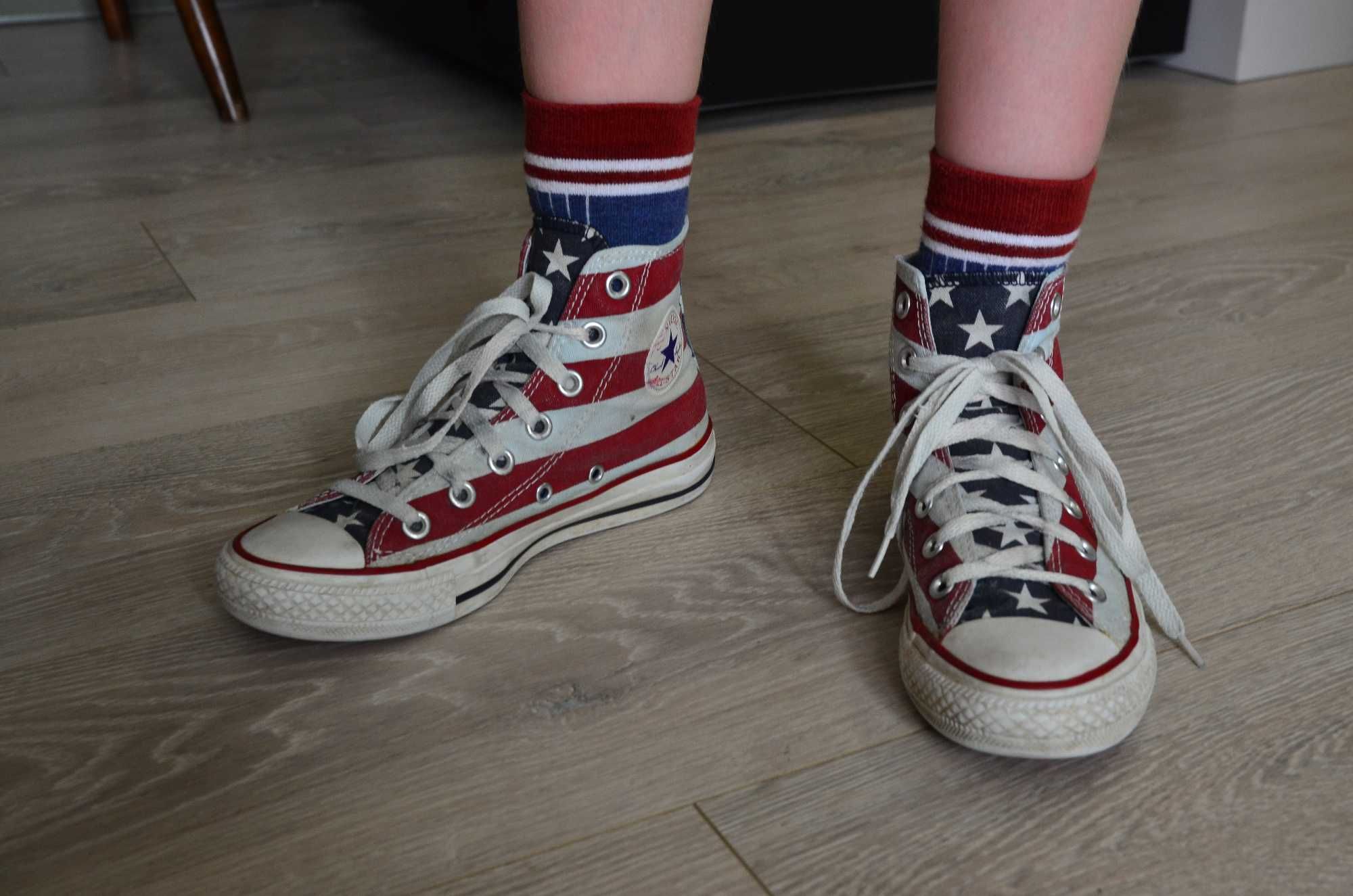 Trampki Converse buty dziecięce, młodzieżowe rozm. 36 flaga USA