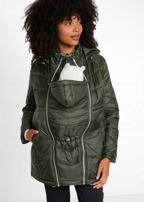 B.P.C kurtka ciążowa pikowana z panelem ciemnozielona r.36