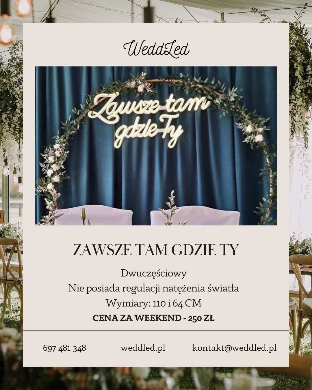 Wypożyczalnia napisów Napis LED Neon Ledon Wynajem Lublin