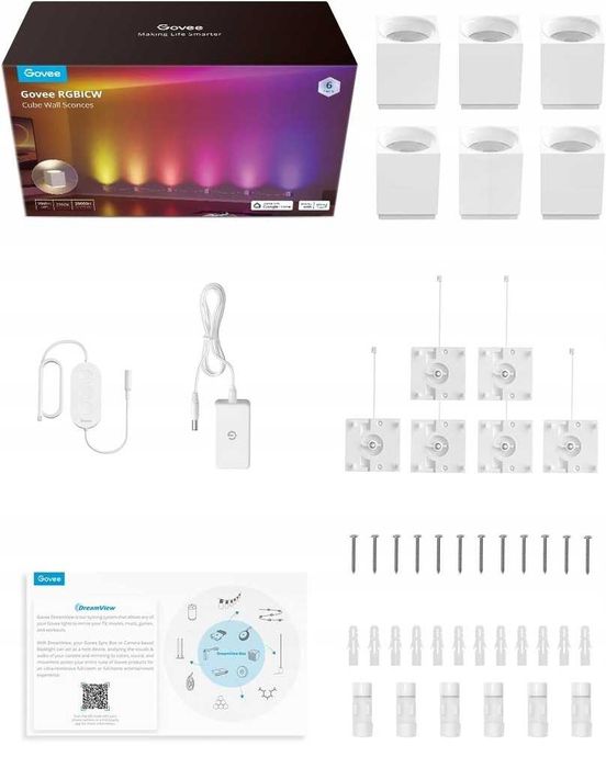 Kinkiety ścienne GOVEE LED Cube H6088 RGBIC Google Home Alexa 6szt