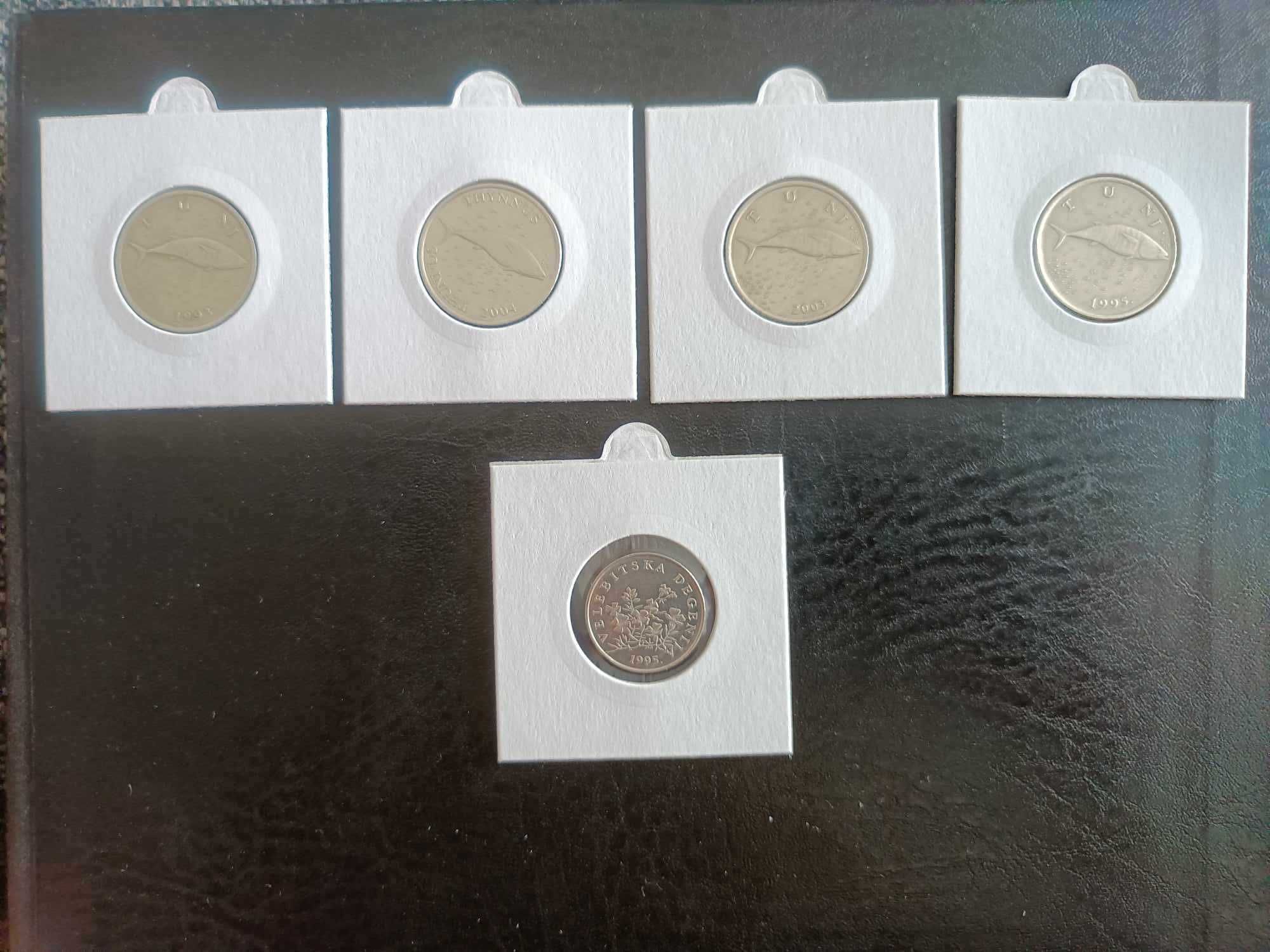 Monety kolekcjonerskie chorwackie Kuna,lipa 5szt.