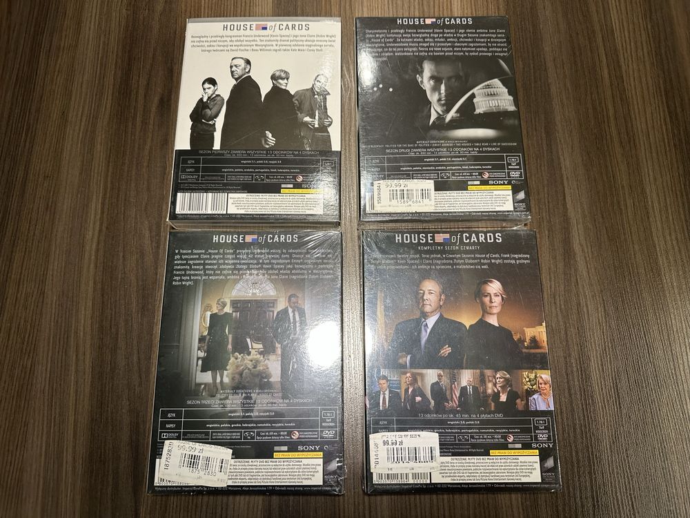 House of Cards sezon 1-4 PL 16xDVD nowe