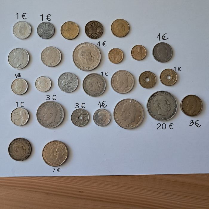 Pack de moedas antigas de espanha