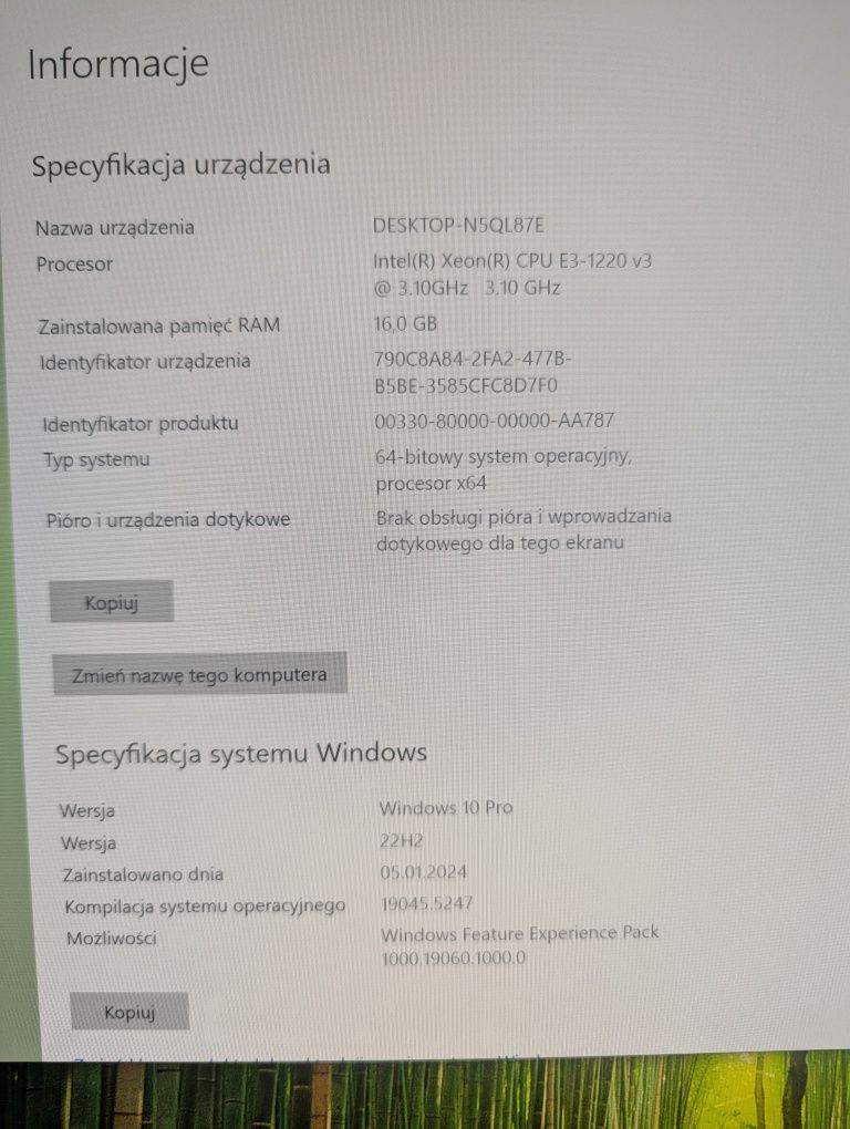 Komputer stacjonarny PC Intel Xeon NVIDIA GTX1080 SSD 16GB RAM