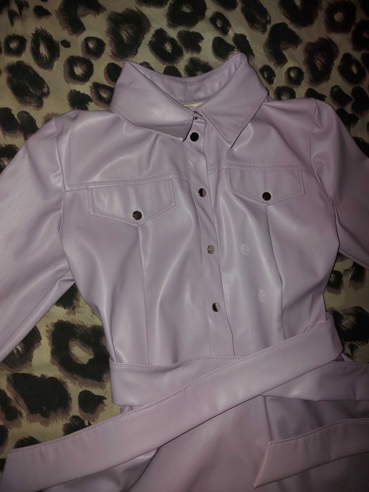 Лавандова сукня еко шкіра напівсонце S-M-L