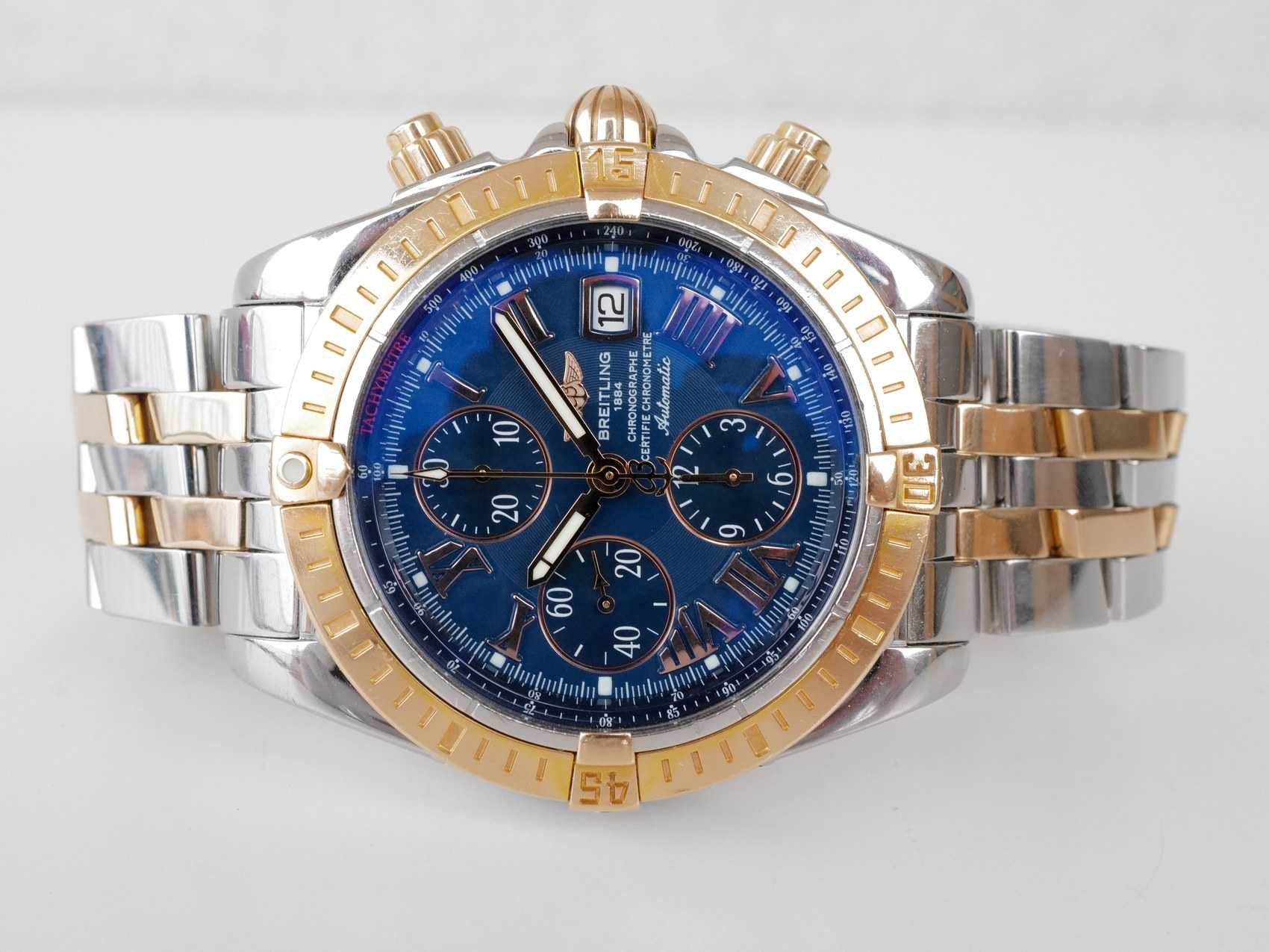 Breitling Chronomat Evolution Gold Steel 44mm Blue Dial