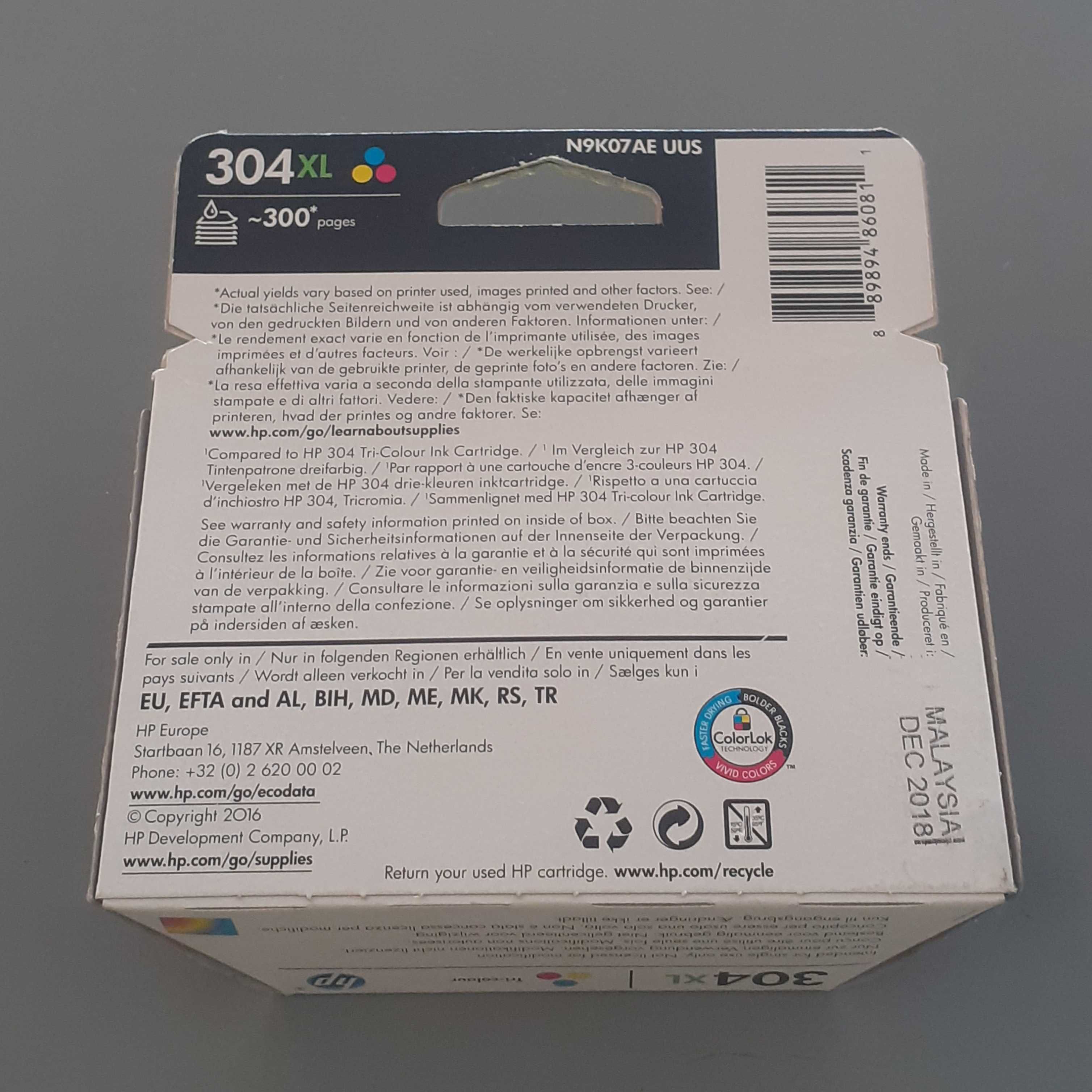 // Tinteiro HP Nº 304XL ( N9K07AE ) Cores - Original