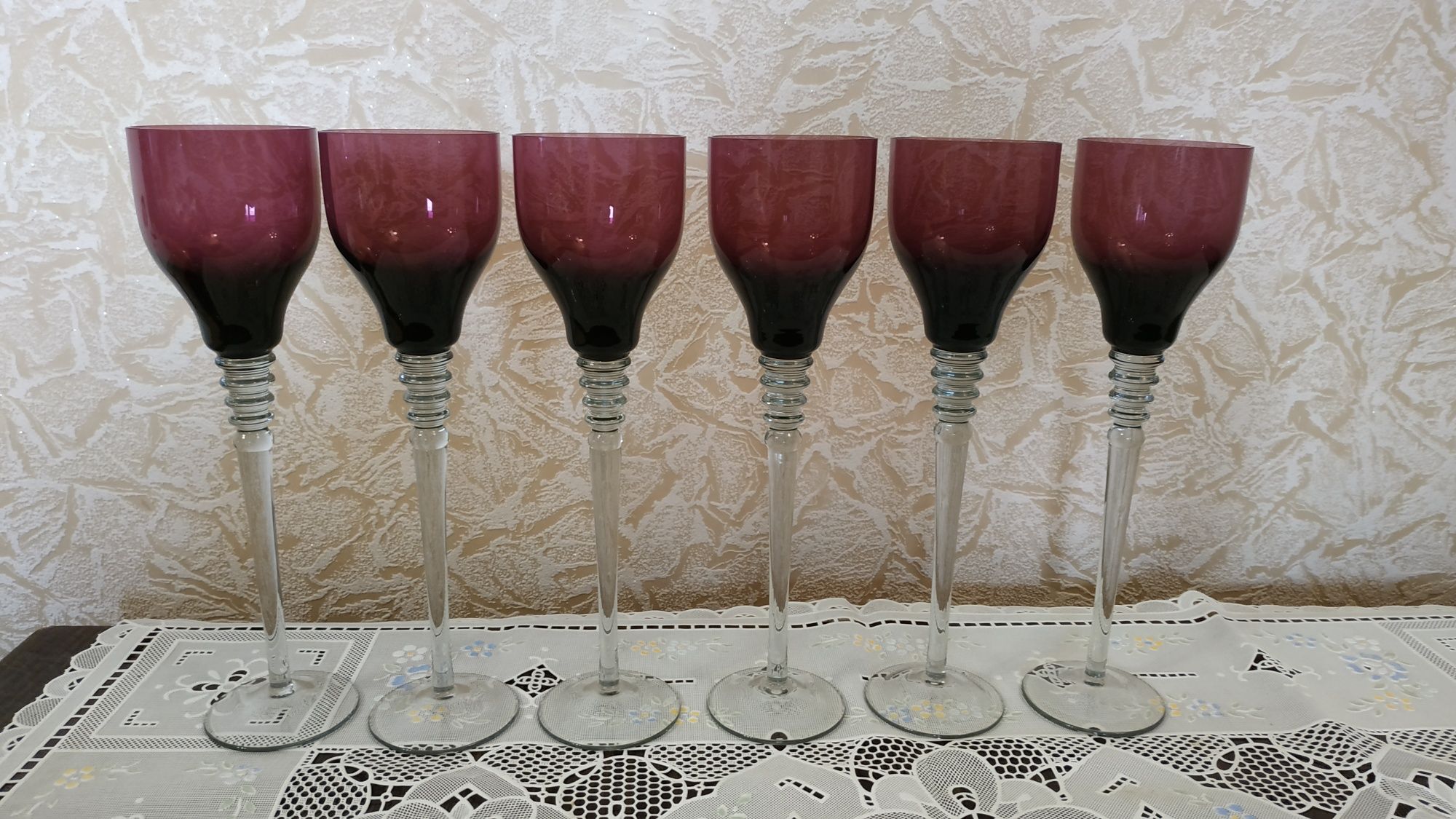 Винтажные цветные бокалы Стрыйского стекло завода.