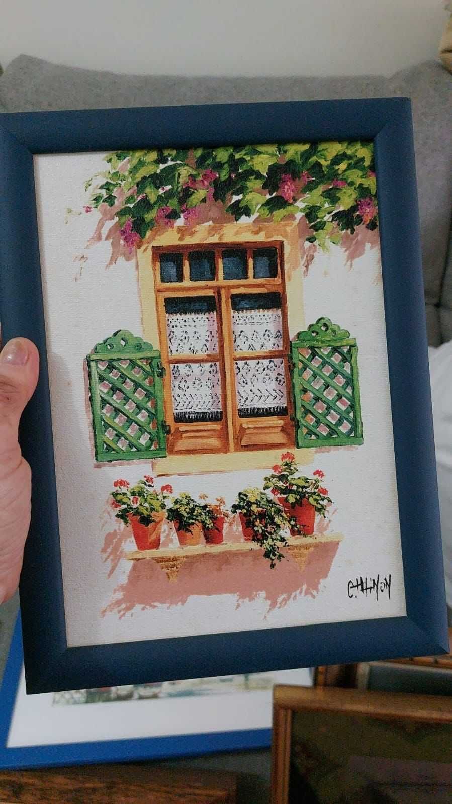 Quadro janela com flores