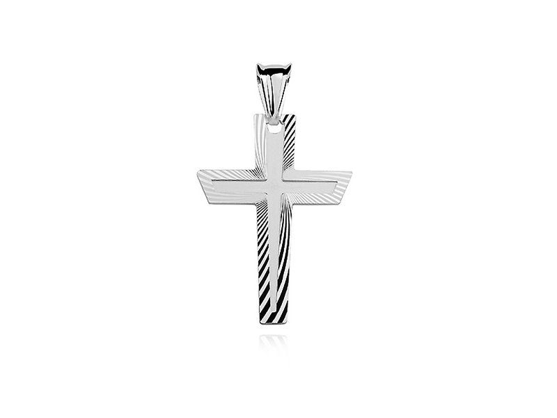 Duży Srebrny Wisiorek Krzyż Krzyżyk Diamentowany Kd009
