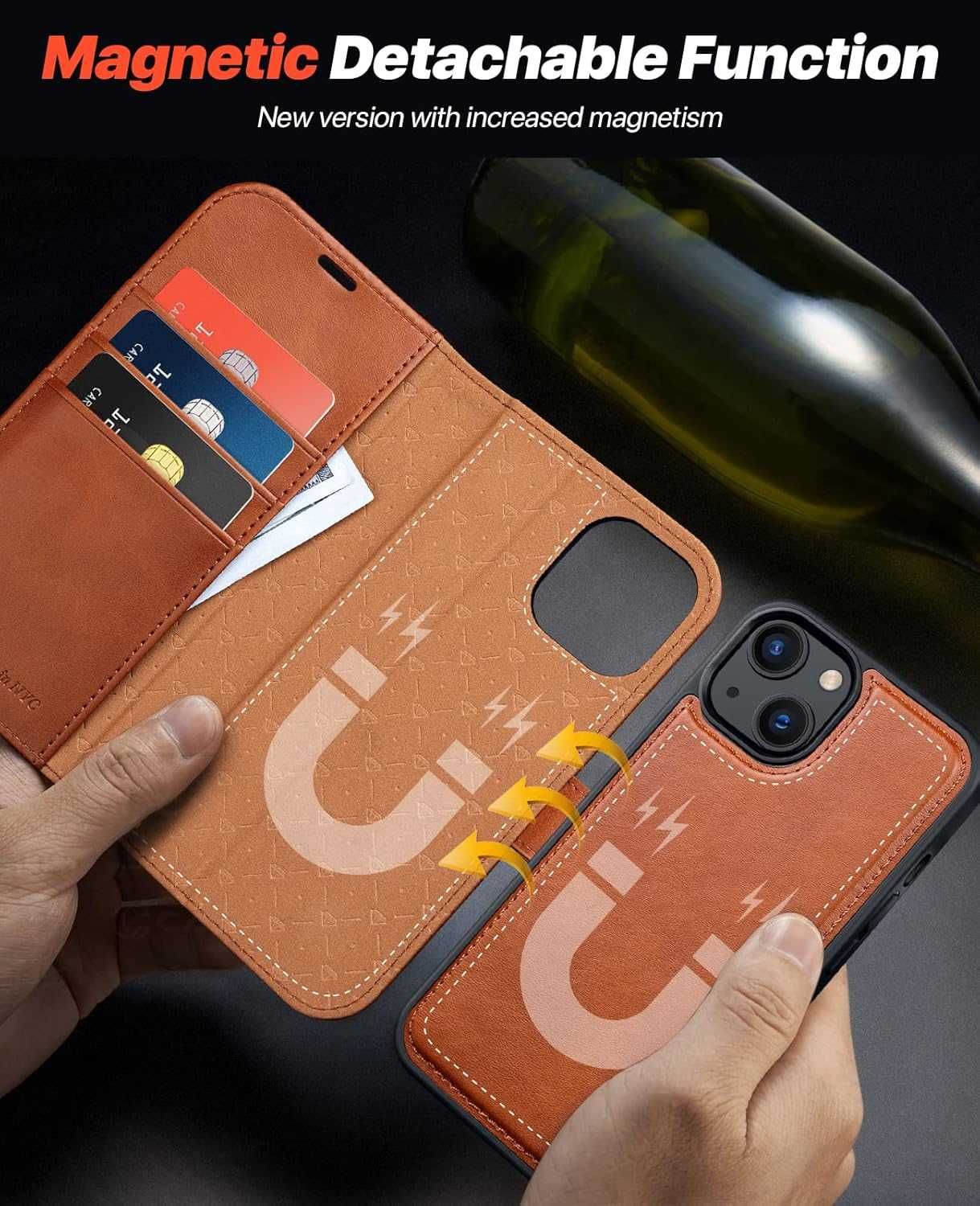 OCASE etui skórzane do iPhone 13 iPhone 14 brązowe stojak 2w1 magsafe