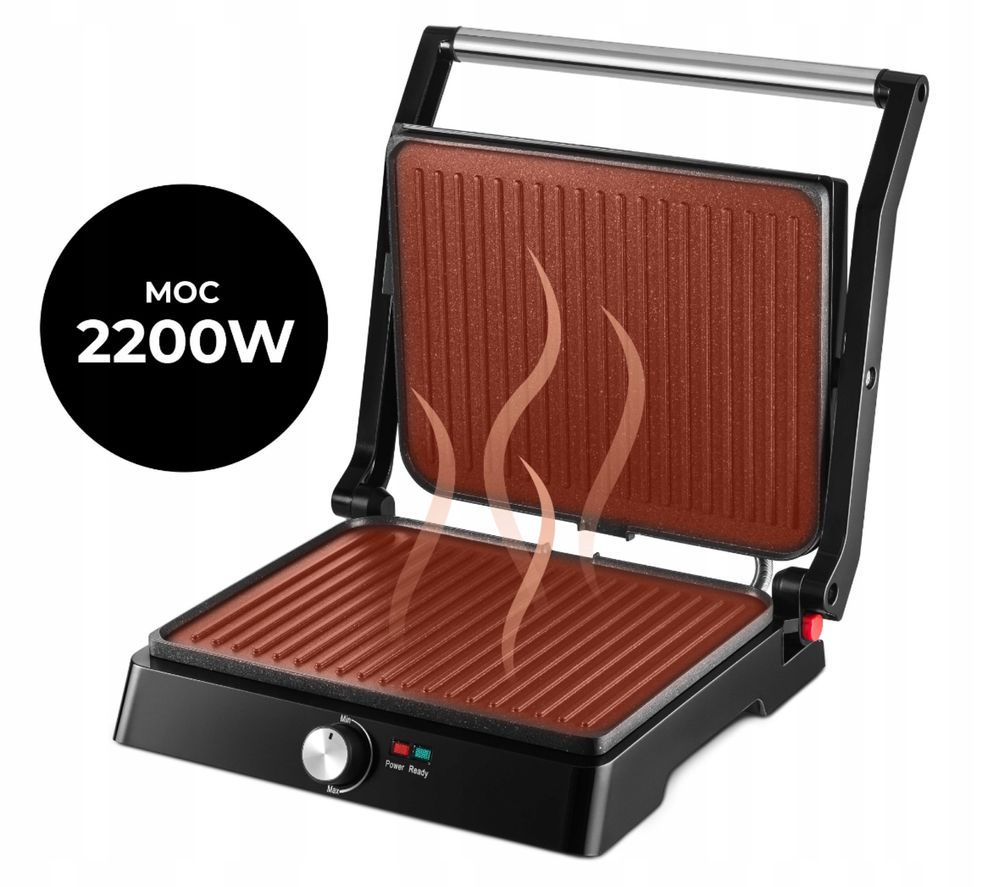 Opiekacz Grill Elektryczny Rozkładany do Kanapek Panini 2200 W Prezent