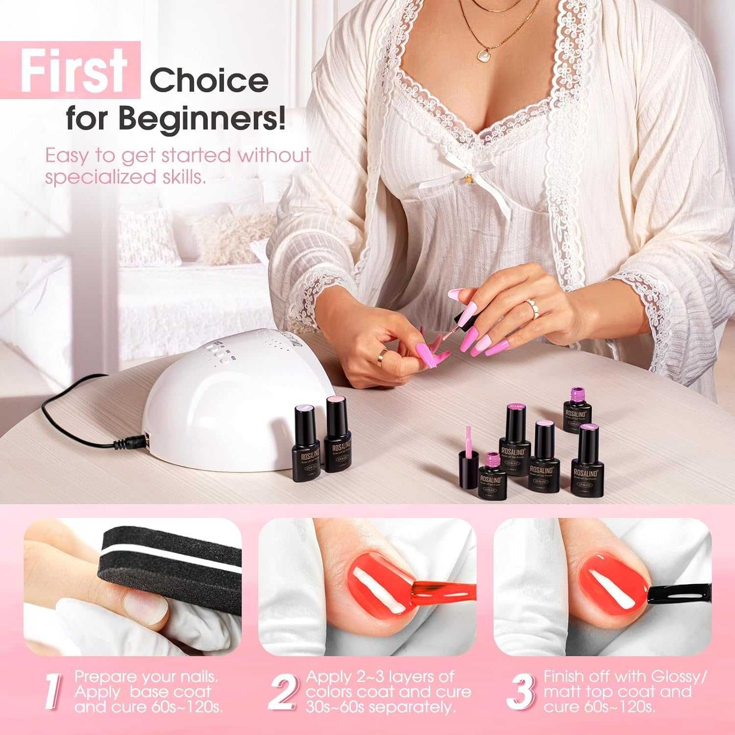 8x Lakier żelowy do paznokci Gel Polish UV LED - ROSALIND 8x5 ml