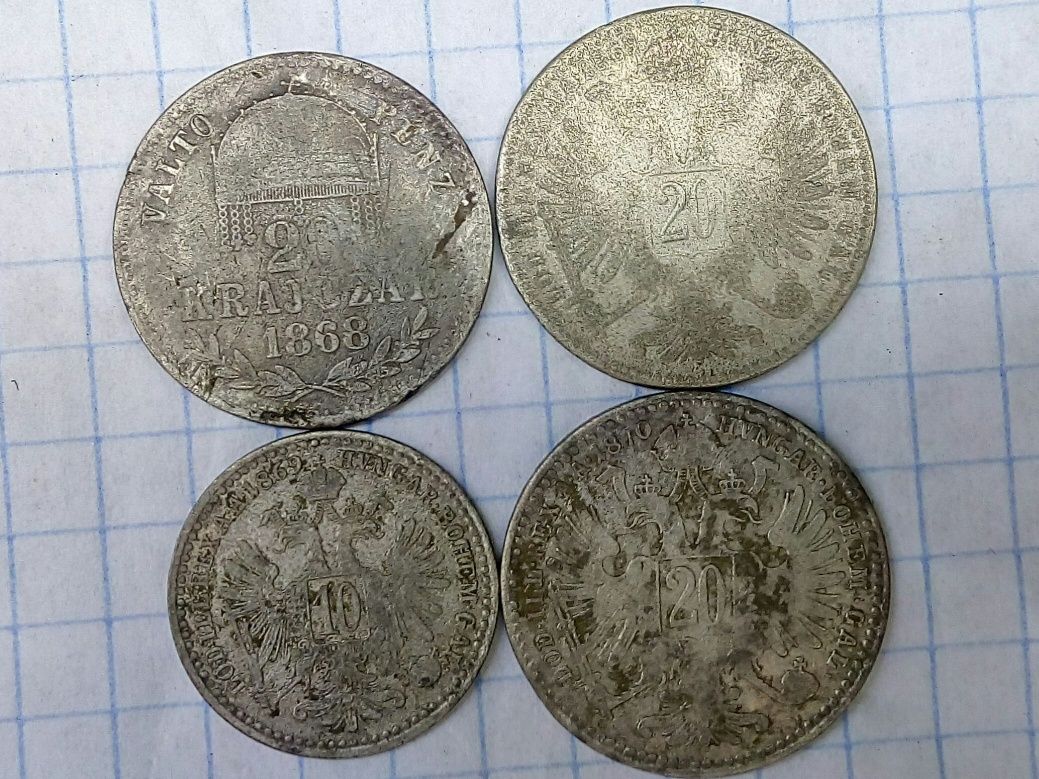 Крейцери, злоті, крона 1632-1932 рр. Срібло. Австрія, Польща, Швеція.