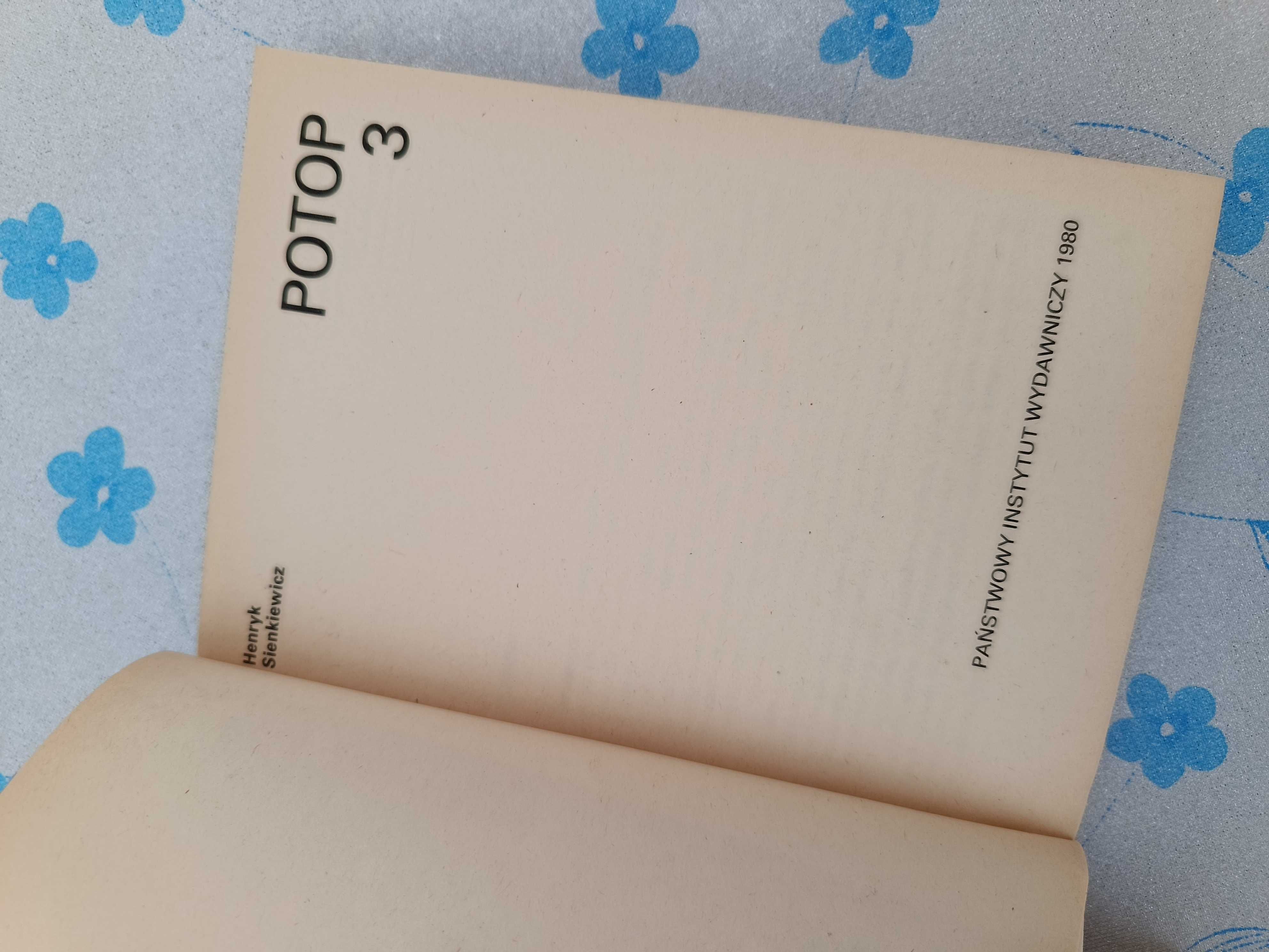 Ksiażka Potop Henryk Sienkiewicz 3 tomy PIW 1980 rok