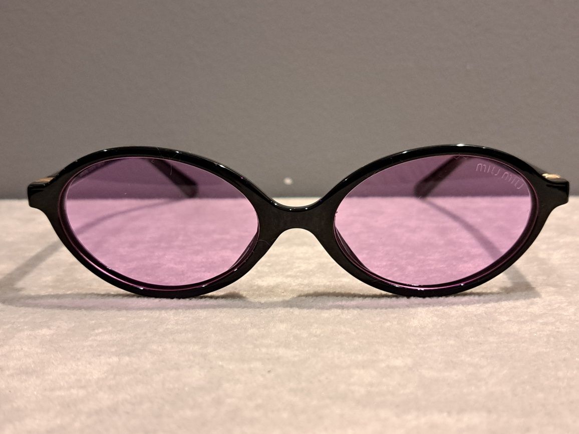 MIU MIU czarne nowe okulary przeciwsłoneczne jajeczka fioletowe