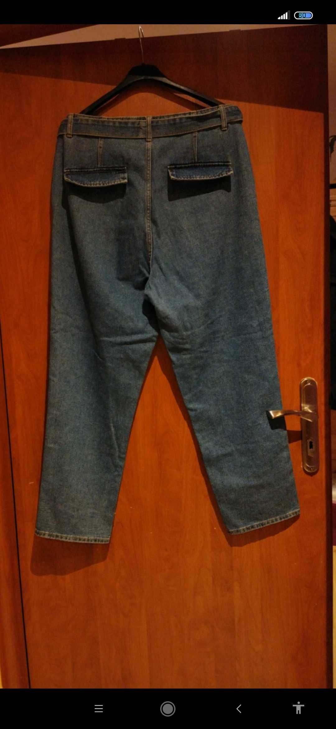 Spodnie dżinsowe XL,z paskiem dżinsowym.