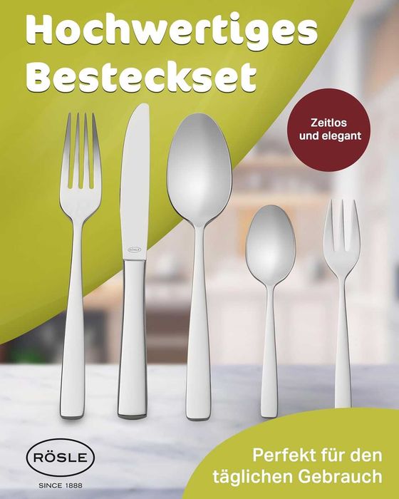 RÖSLE 60-częściowy zestaw sztućców dla 12 osób, ze stali nierdzewnej