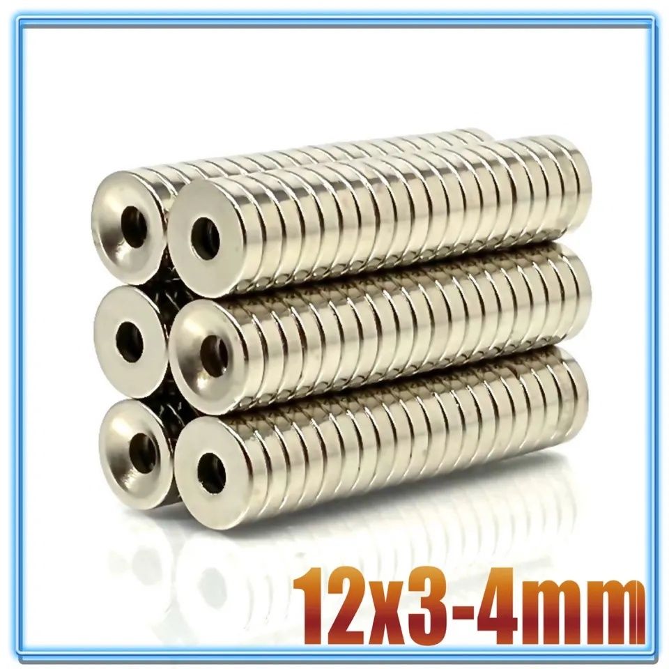 HIT Magnes neodymowy N35 z otworem stożkowym 12x3-4mm zestaw 10szt