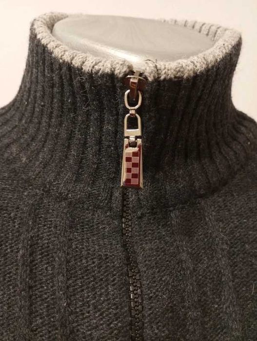 Kingsmen Rozpinany pod szyją męski sweter wełniany rozm.M