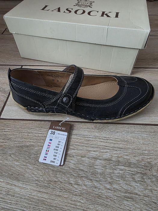 Lasocki półbuty buty baleriny  skóra naturalna r.38