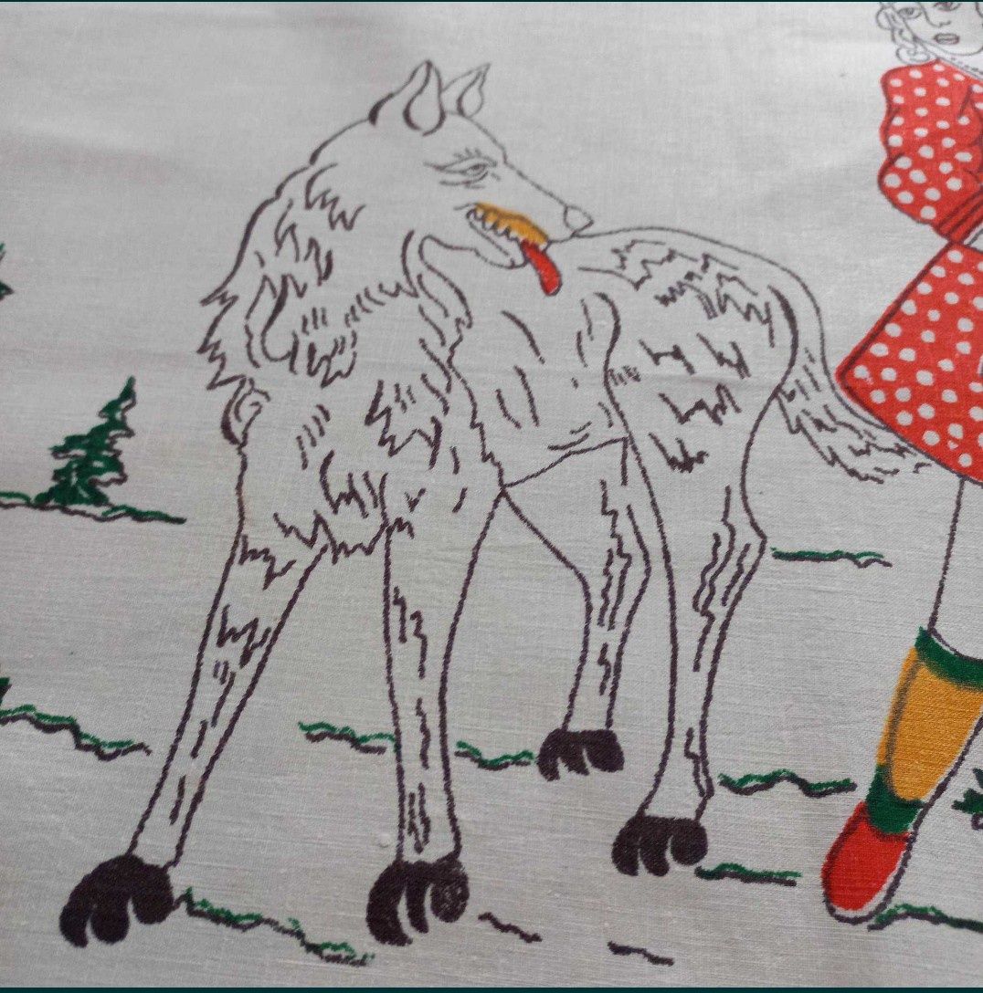 Makatka bawełniana Smacznego  Czerwony kapturek  retro styl