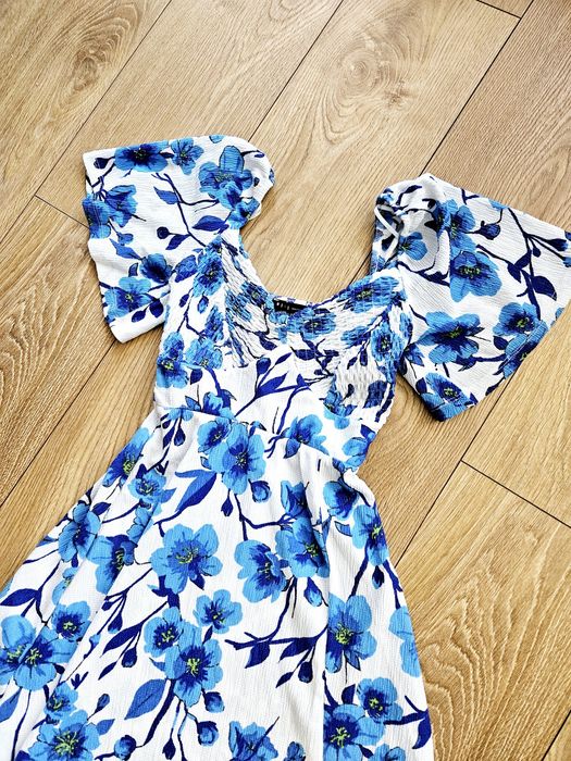 Letnia sukienka mohito midi xxs 32 biało niebieska