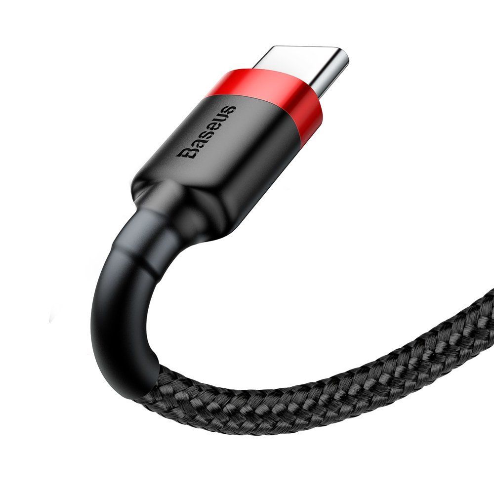 Kabel Nylonowy Baseus Cafule USB-C 3A, czarny/czerwony 0,5m