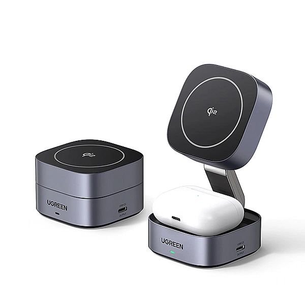 Ładowarka Ugreen W702 indukcyjna 3w1 z MagSafe / Qi2 i portem USB-C na