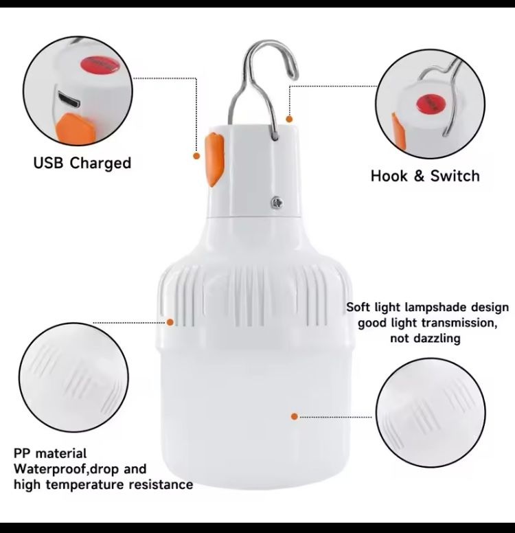 Ліхтар LED Лампа з usb зарядкою, кемпінговий світильник лампочка