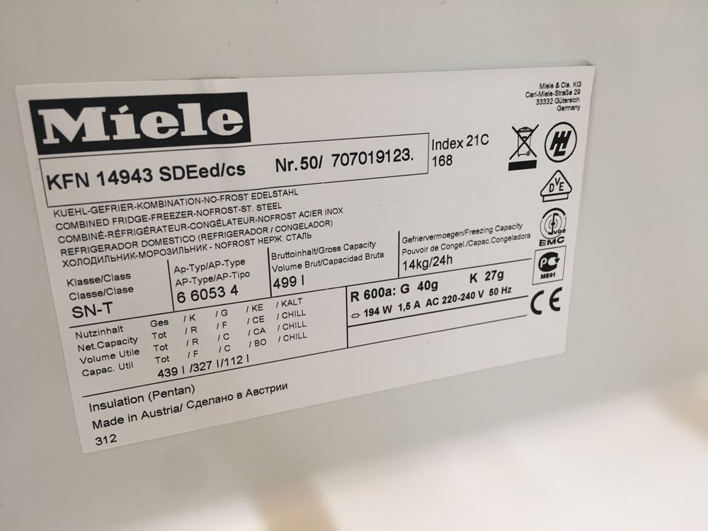 Miele 75см  KFN14943 SDEed/cs холодильник з льодогенератором