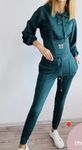 komplet dres spodnie+bluza haft butelkowa zieleń kaptur kant Marina