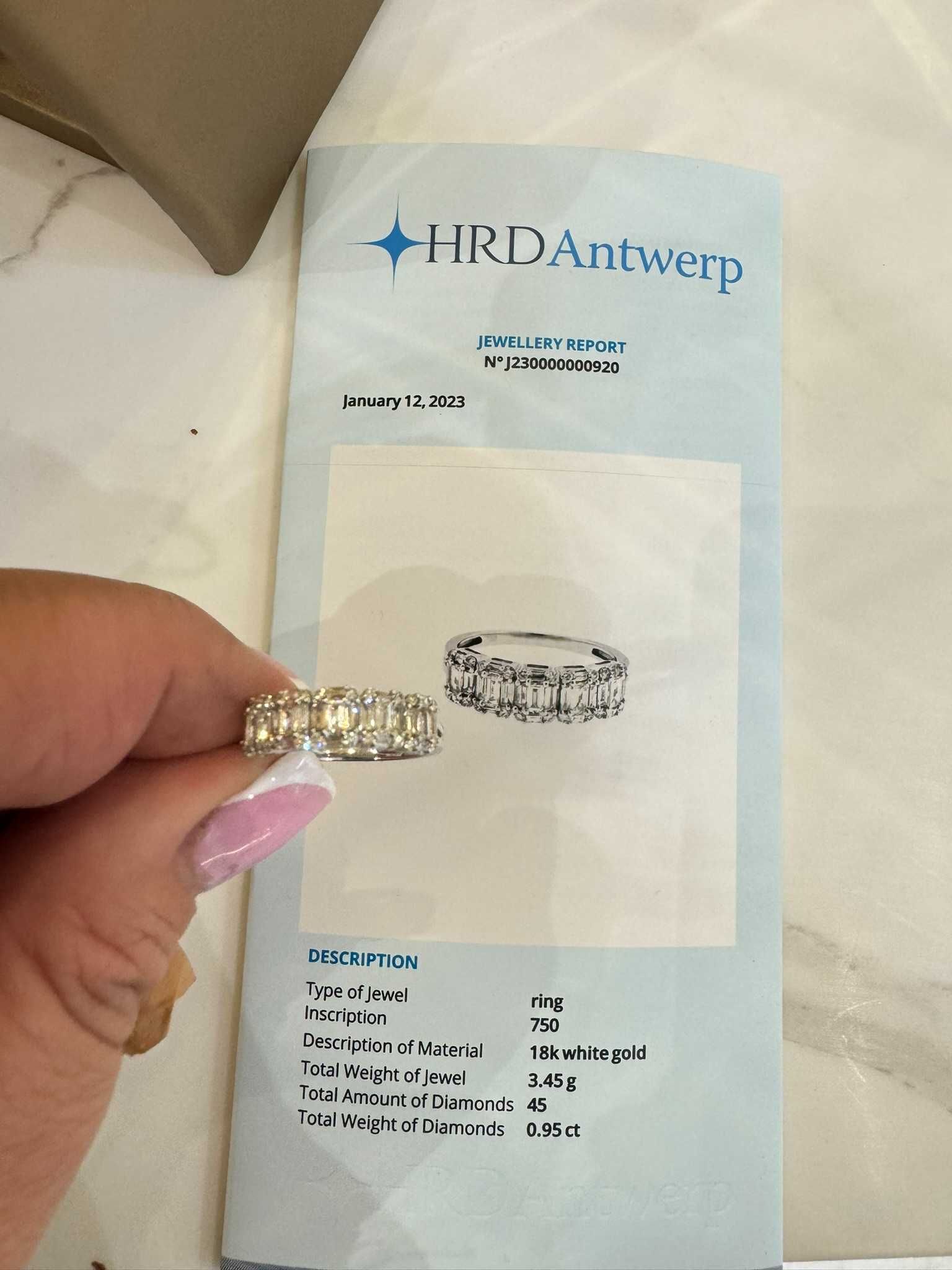 Obrączka Infinity bagiety diamenty 1.00 CT Certyfikat HRD