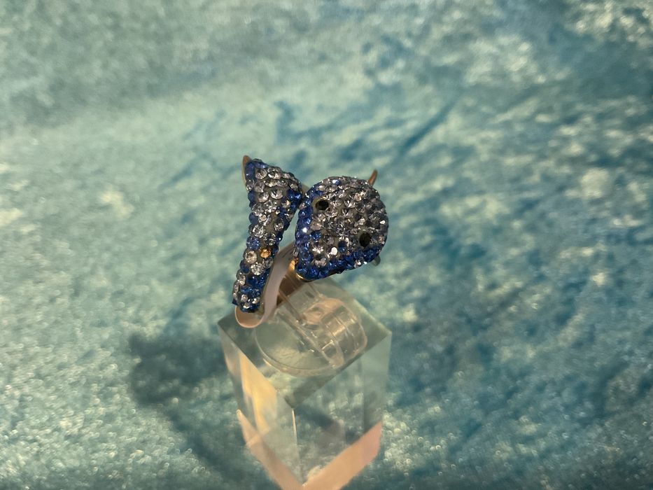 Anel prata 925 golfinho pedra azul