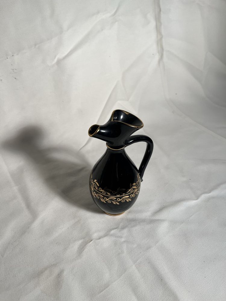 Karafka kieliszki Zestaw nalewki kobalt czarny ceramika antyk vintage
