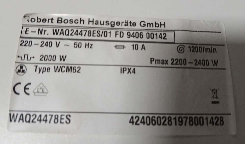 Borracha para maquina de lavar  Bosh Avantixx serie 6