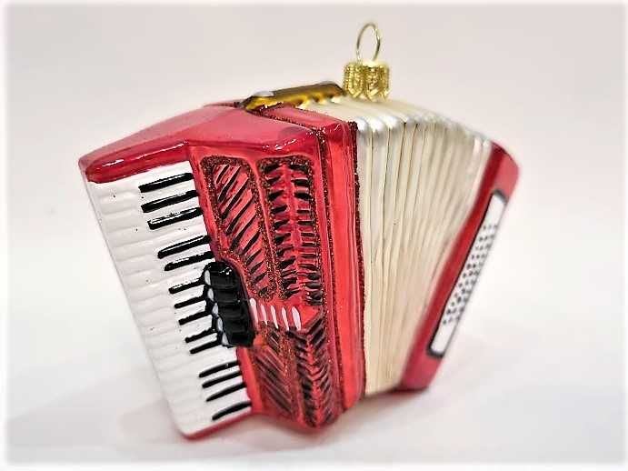 Akordeon Zebra Music - szklana bombka choinkowa ręcznie malowana