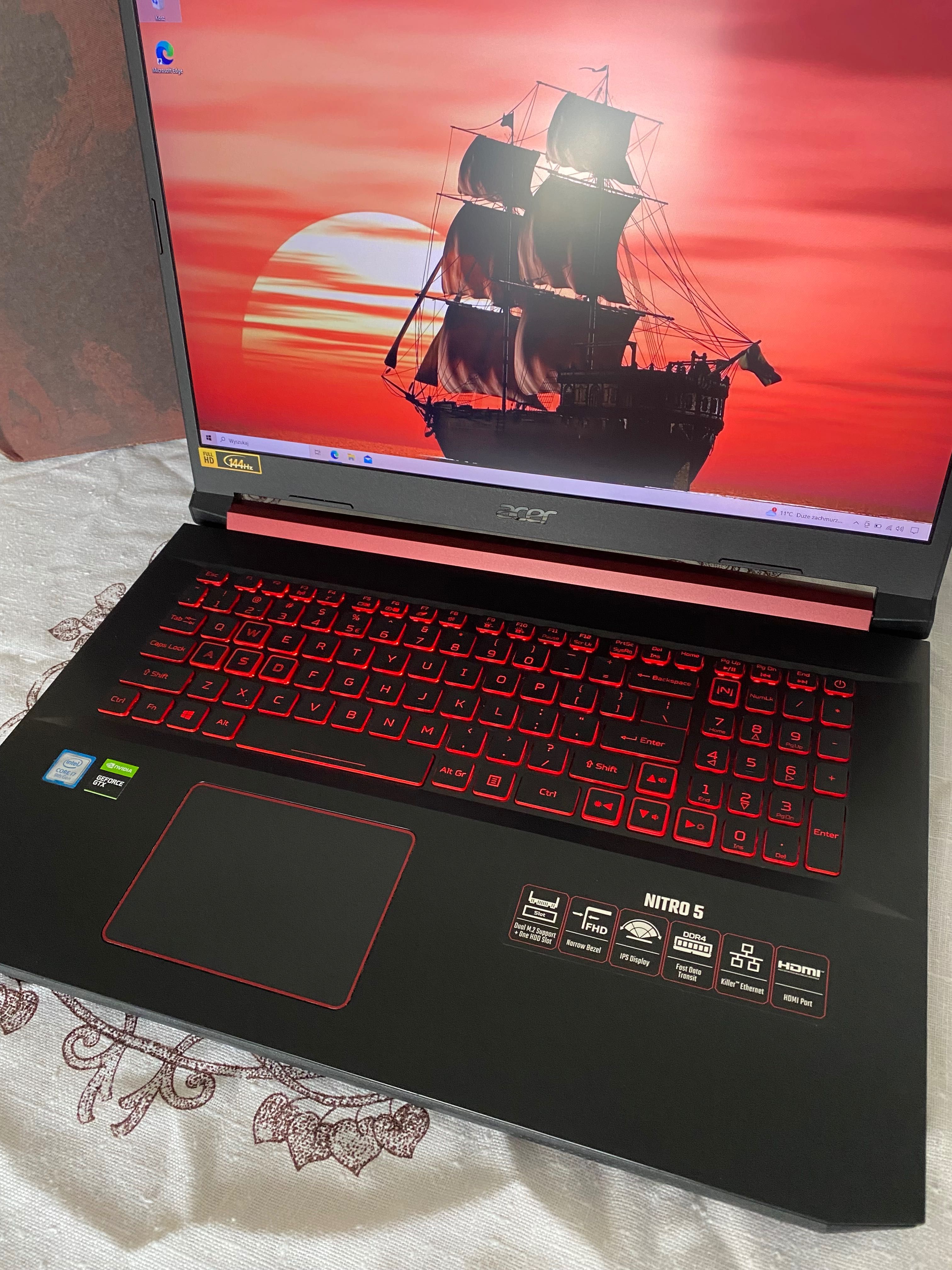 Acer Nitro 5, świetny stan, i7 9TH, 2512GB SSD, 1660Ti, 17’3