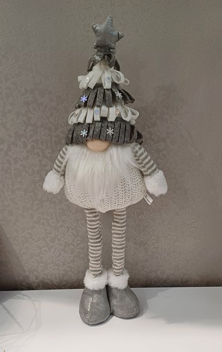 Іграшка декоративний новорічний гномик на ніжках