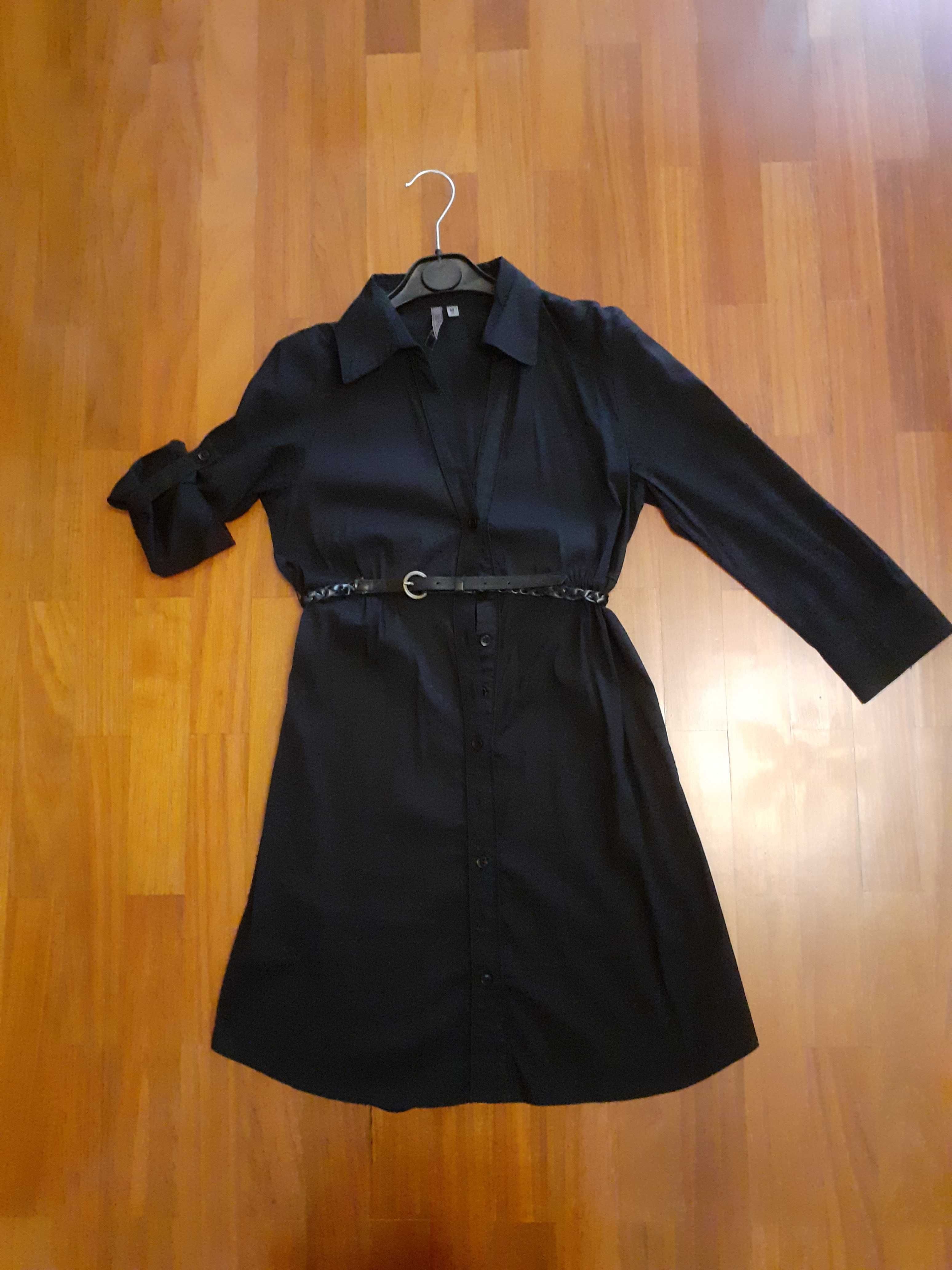 Camisa-vestido preto Bershka M