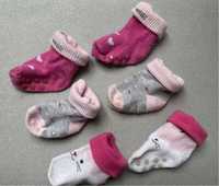 Skarpetki dla niemowlaka- różowo-szare z ABSem  rozmiar 12-14