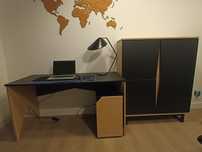 Biurko czarne drewniane loft fornir dębowy