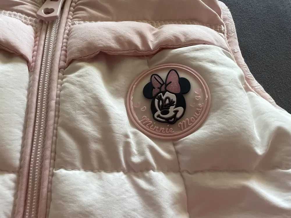 KAMIZELKA ecru różowa Z KAPTUREM dla dziewczynki MINNIE MOUSE roz. 80