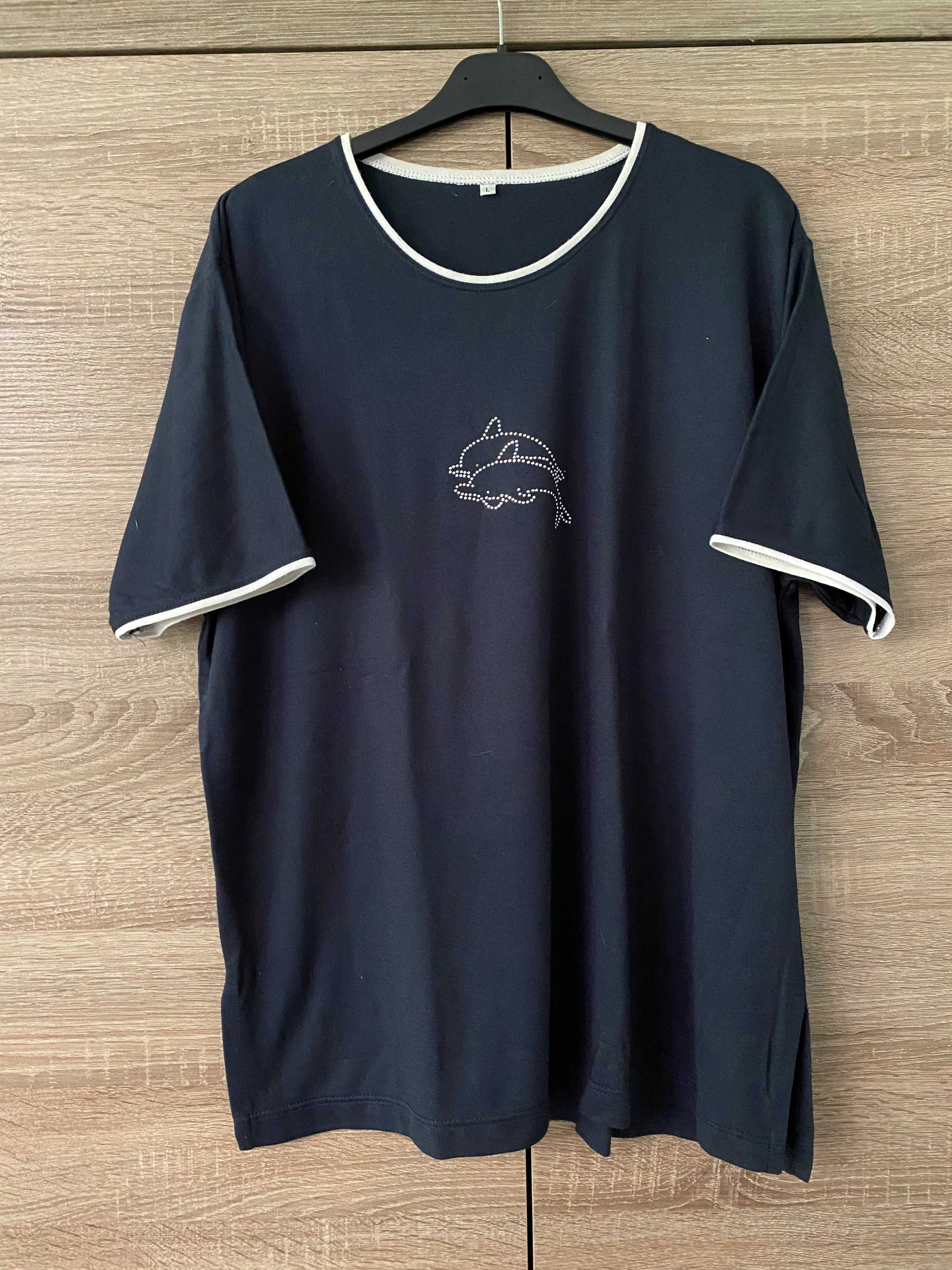 Koszulka t-shirt vintage cyrkonie delfiny aesthetic męski L oversize