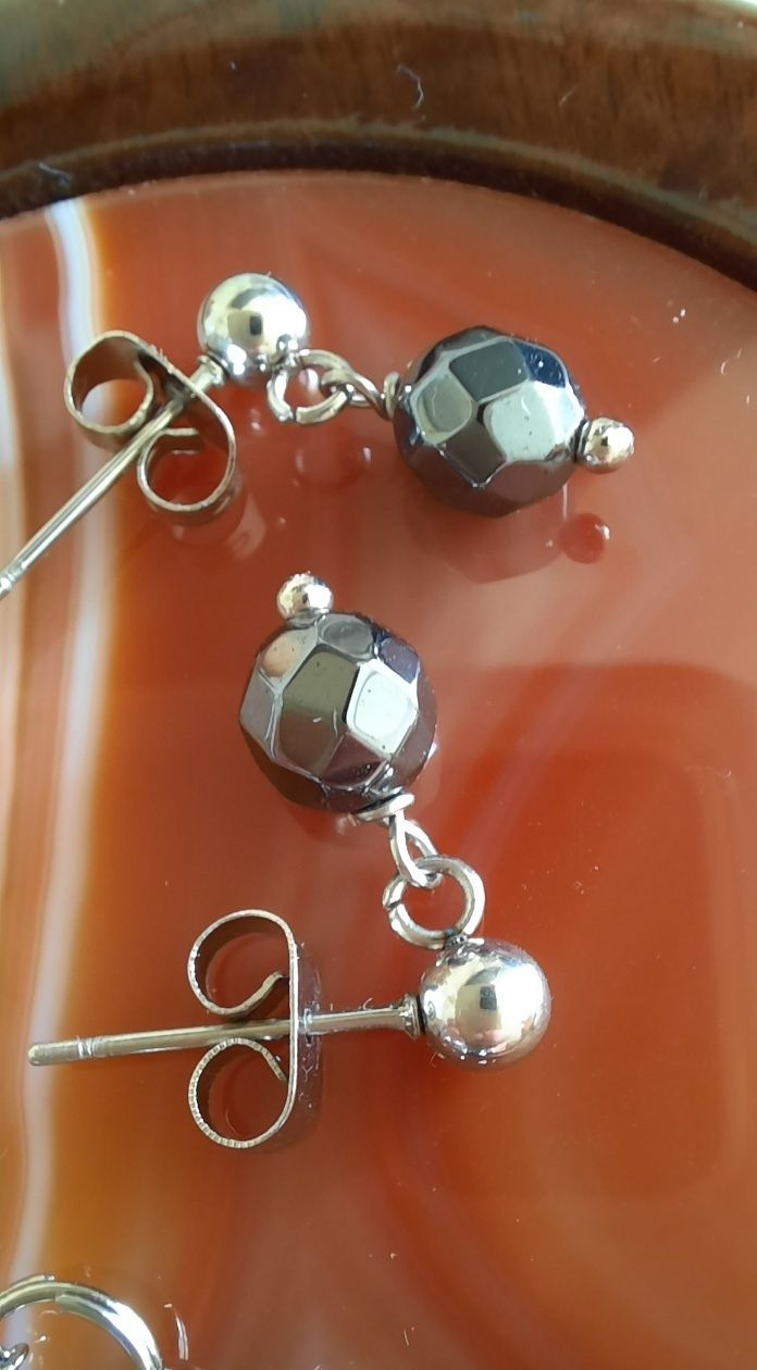 Комплект сережки кулон з гематіту, ручна робота, Італія