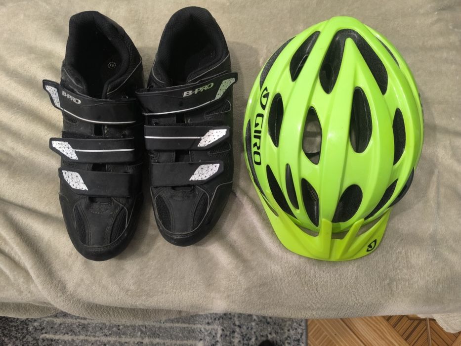 Conjunto BTT — Capacete Giro + Sapatos de Encaixe (Quase Novos)