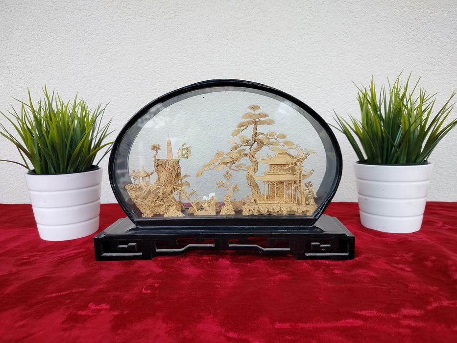 Duża diorama – Chiny rękodzieło z drewna korkowego