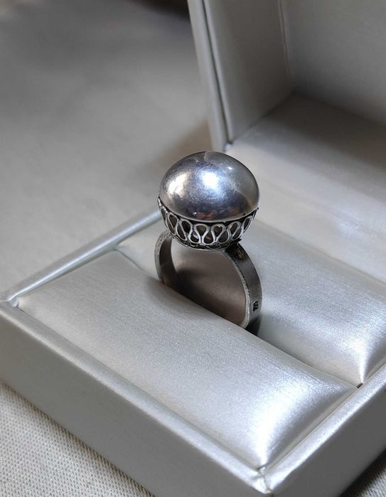 Warmet Orno kopułka srebrny stary pierścionek PRL 19 / 20