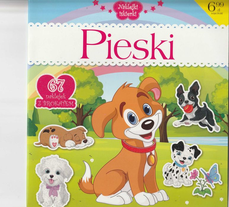 Pieski 67 naklejek z brokatem