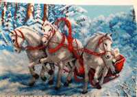 Картина бисером "Тройка лошадей "